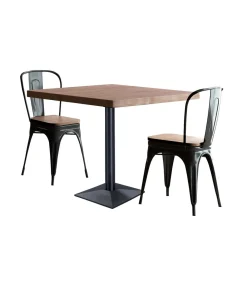 Mesa cuadrada Bar Moss acabado roble oscuro/negro, 74cm(alto) 70cm(ancho) 70cm(largo)
