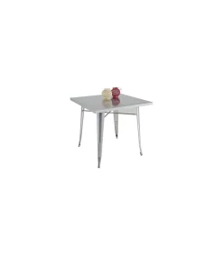 Mesa cuadrada para cocina o comedor acabado metal plata, 80cm(ancho) 75cm(alto) 80cm (largo)