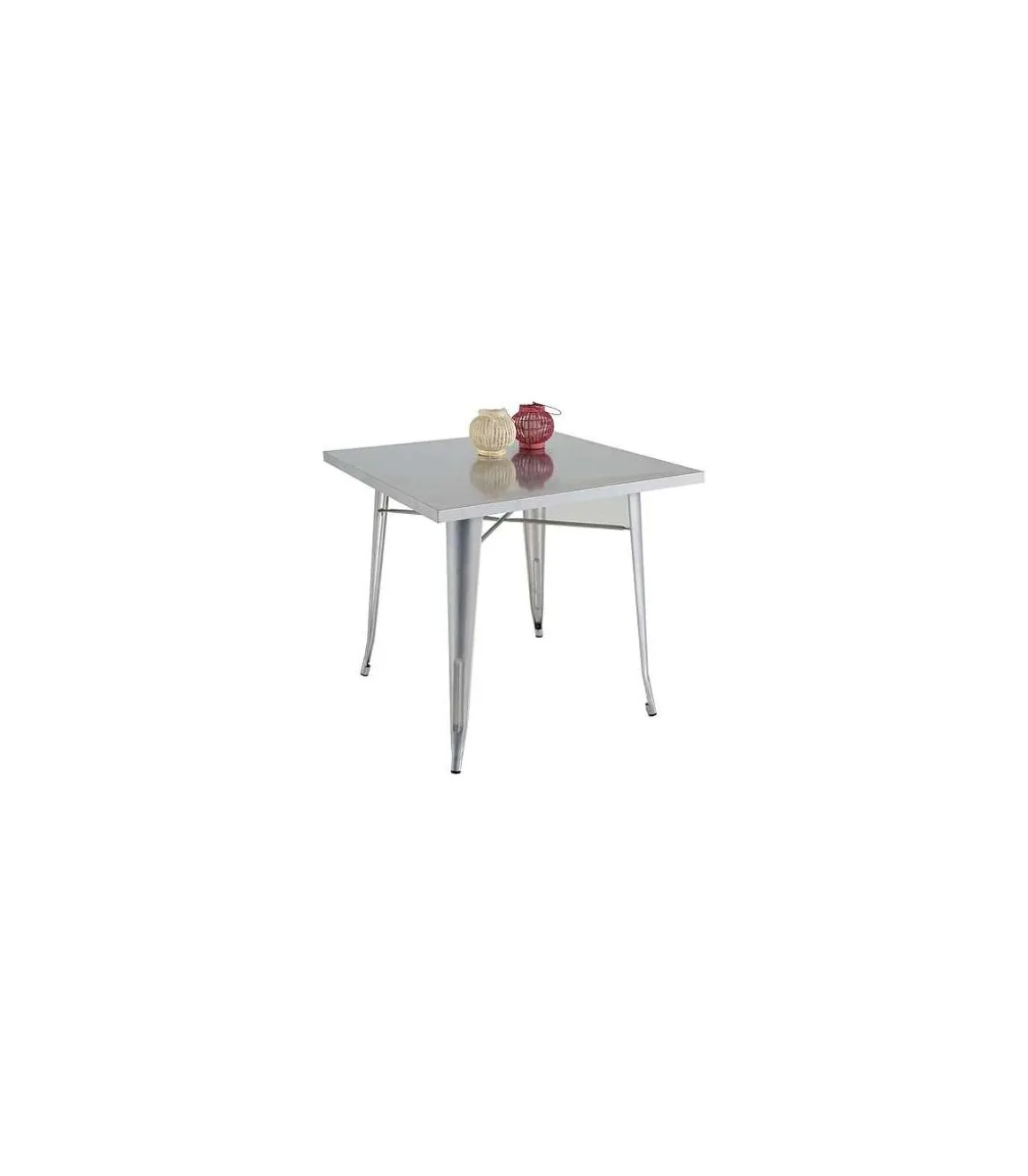 Mesa cuadrada para cocina o comedor acabado metal plata, 80cm(ancho) 75cm(alto) 80cm (largo)