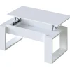 Mesa de centro Caspe elevable blanco Artik, 105cm (Ancho) x 55 cm (Fondo) x 45-54 cm (Alto)
