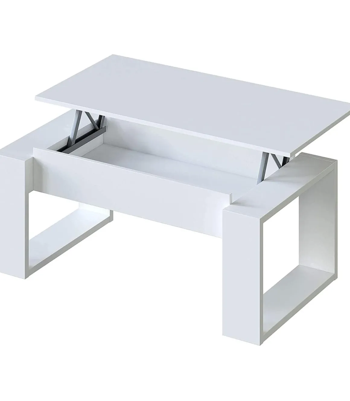 Mesa de centro Caspe elevable blanco Artik, 105cm (Ancho) x 55 cm (Fondo) x 45-54 cm (Alto)