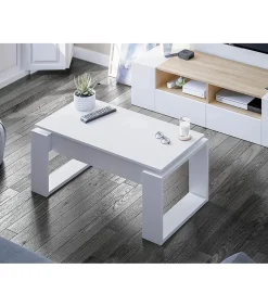 Mesa de centro Caspe elevable blanco Artik, 105cm (Ancho) x 55 cm (Fondo) x 45-54 cm (Alto)