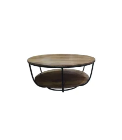Mesa de centro Dinos acabado madera de mango/negro 40cm(alto) 90cm(ancho) 90cm(fondo)