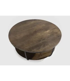 Mesa de centro Dinos acabado madera de mango/negro 40cm(alto) 90cm(ancho) 90cm(fondo)