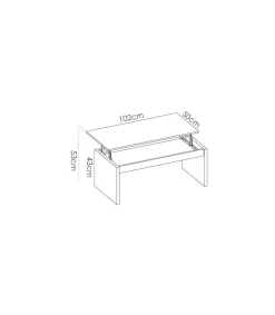 Mesa de centro elevable Carboneros en color Nordic 43 cm(alto)102 cm(ancho)50 cm(largo)