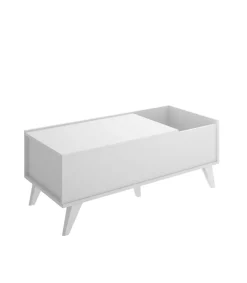 Mesa de centro elevable Cazalilla en blanco, 41cm(alto) 99cm(ancho) 60cm(largo)