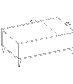 Mesa de centro elevable Cazalilla en blanco, 41cm(alto) 99cm(ancho) 60cm(largo)
