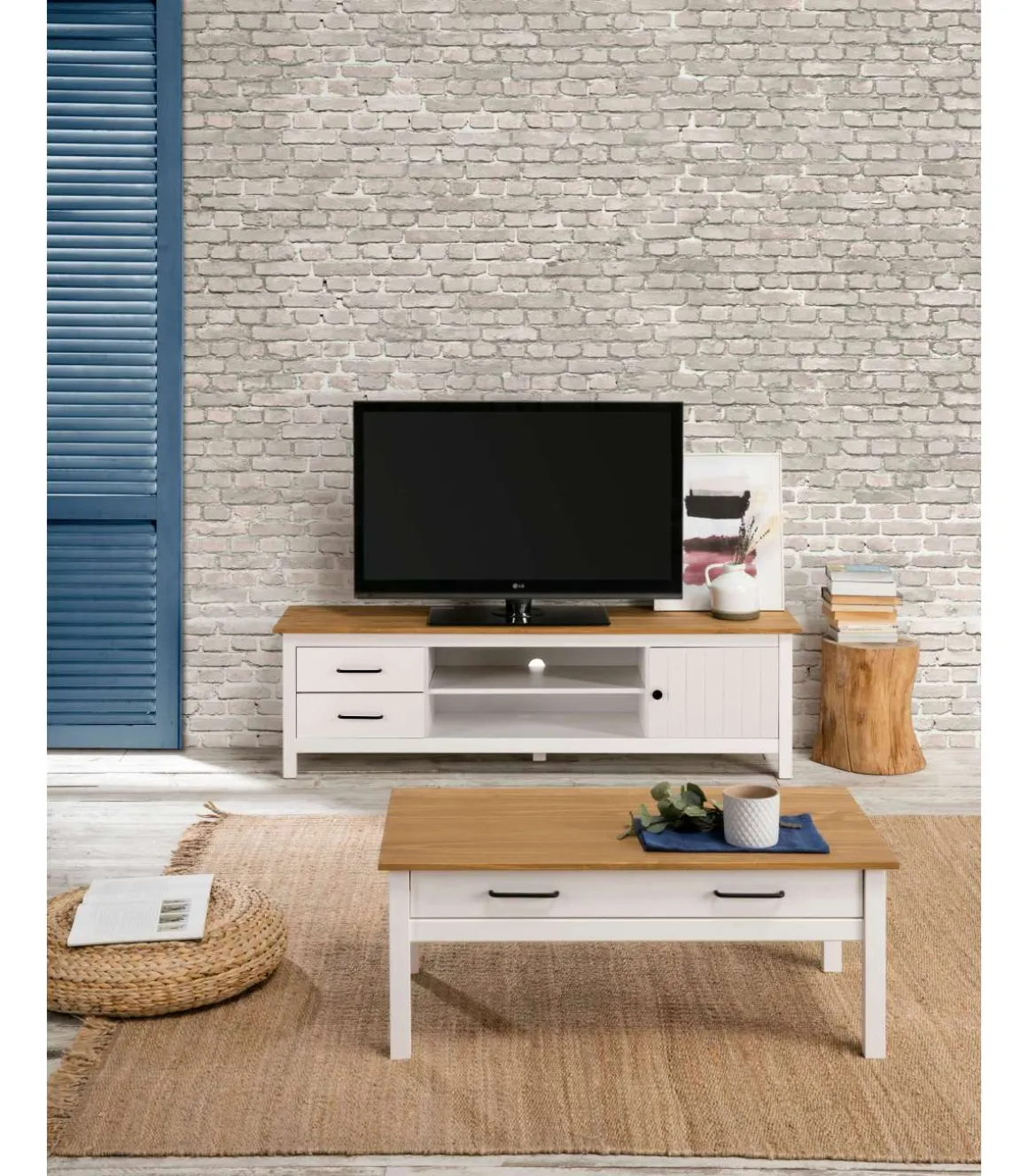 Mesa de centro Mariana acabado blanco 40 cm(alto) 100 cm(ancho) 55 cm(largo)