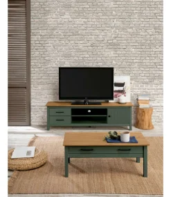 Mesa de centro Mariana acabado verde, 40 cm(alto) 100 cm(ancho) 55 cm(largo)