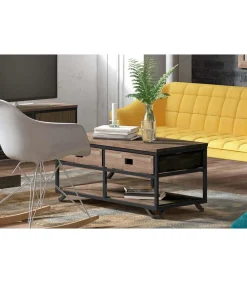 Mesa de Centro MD-Industrial roble american, 46cm(alto) 100cm(ancho) 50cm(largo)