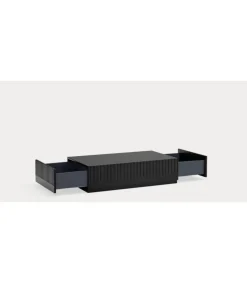 Mesa de centro modelo Doric 2 cajones acabado negro, 60cm(ancho) 28cm(alto) 110cm (largo)