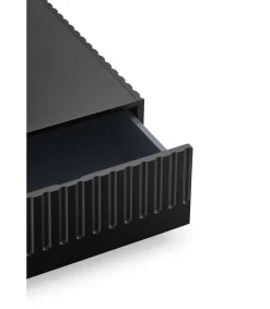 Mesa de centro modelo Doric 2 cajones acabado negro, 60cm(ancho) 28cm(alto) 110cm (largo)