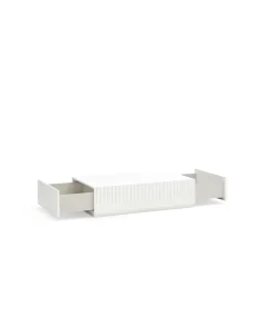 Mesa de centro modelo Doric 2 cajones acabado blanco, 60cm(ancho) 28cm(alto) 110cm (largo)