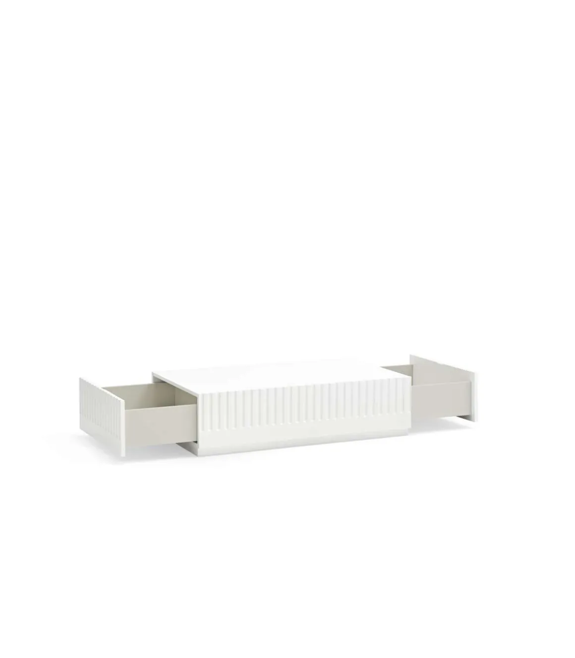 Mesa de centro modelo Doric 2 cajones acabado blanco, 60cm(ancho) 28cm(alto) 110cm (largo)