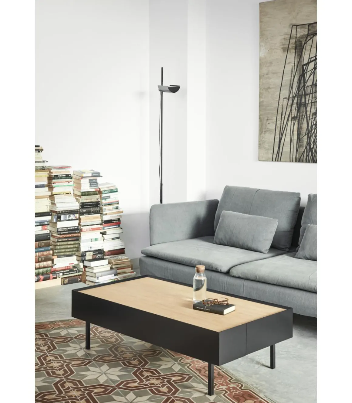 Mesa de centro para comedor modelo Arista 2 cajones acabado negro, 60cm(ancho) 34cm(alto) 110cm (largo)