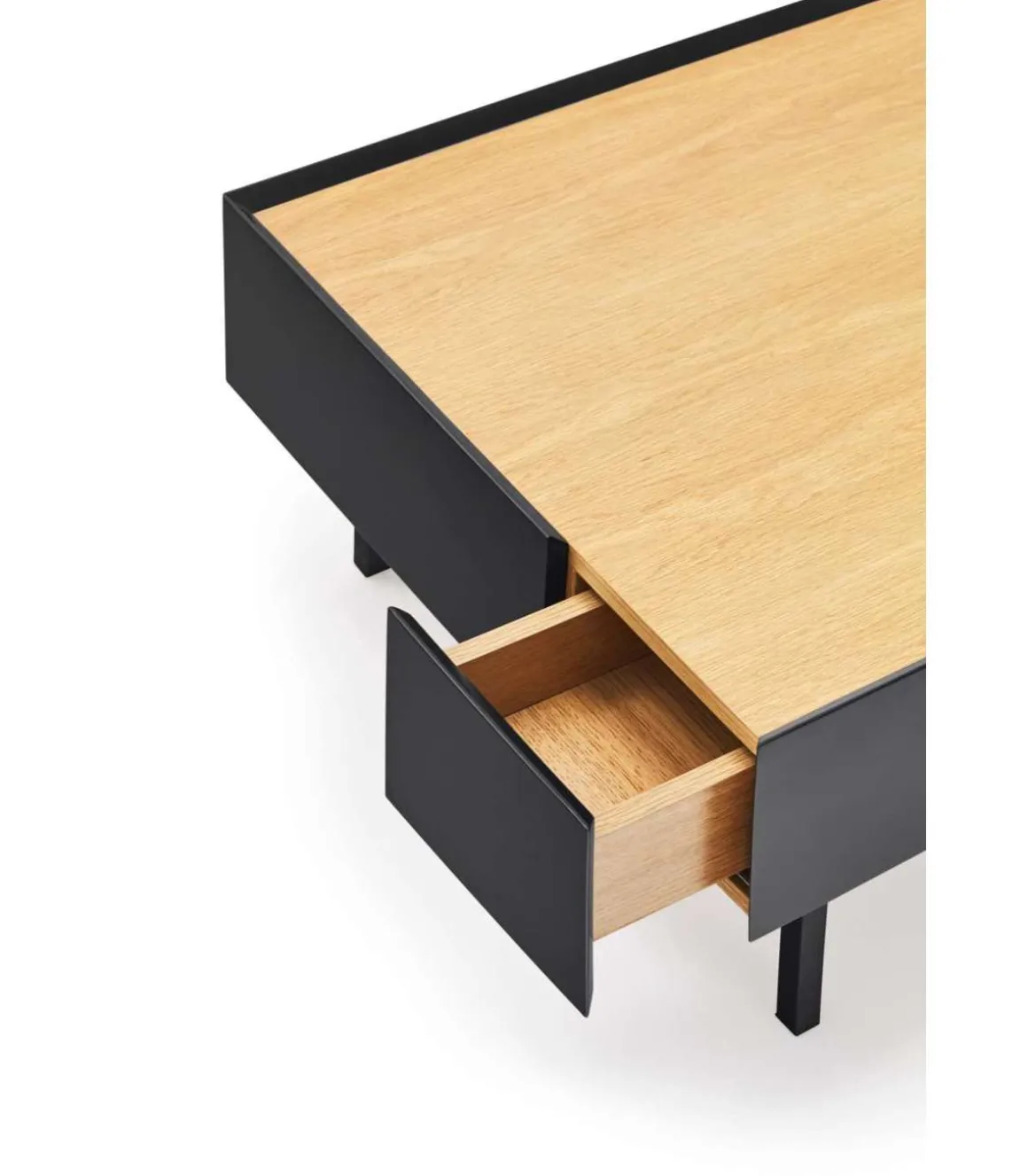 Mesa de centro para comedor modelo Arista 2 cajones acabado negro, 60cm(ancho) 34cm(alto) 110cm (largo)