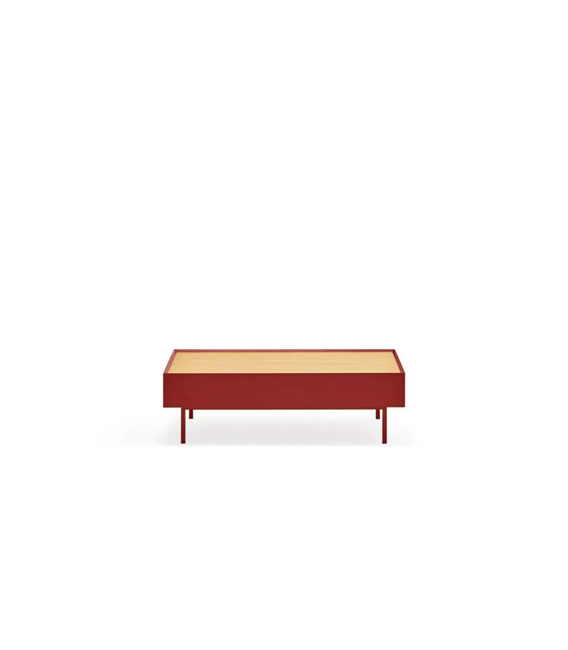 Mesa de centro para comedor modelo Arista 2 cajones acabado burdeos, 60cm(ancho) 34cm(alto) 110cm (largo)