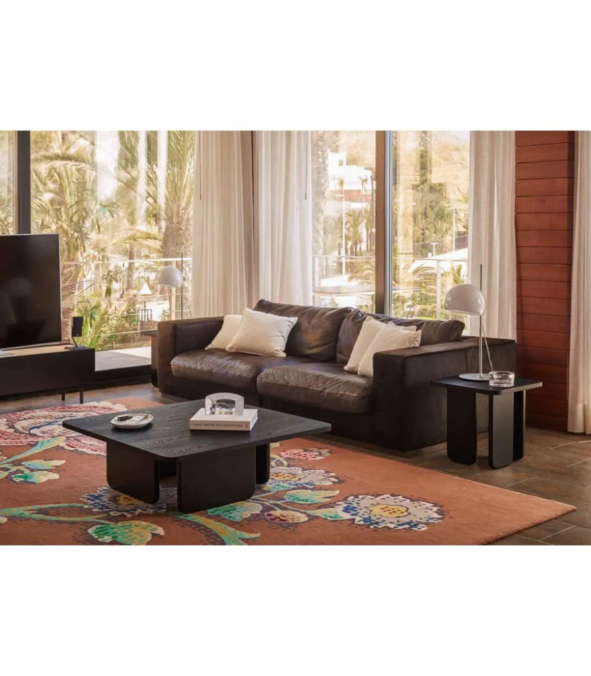 Mesa de centro para comedor modelo Arq acabado negro, 100cm(ancho) 35cm(alto) 100cm(largo)