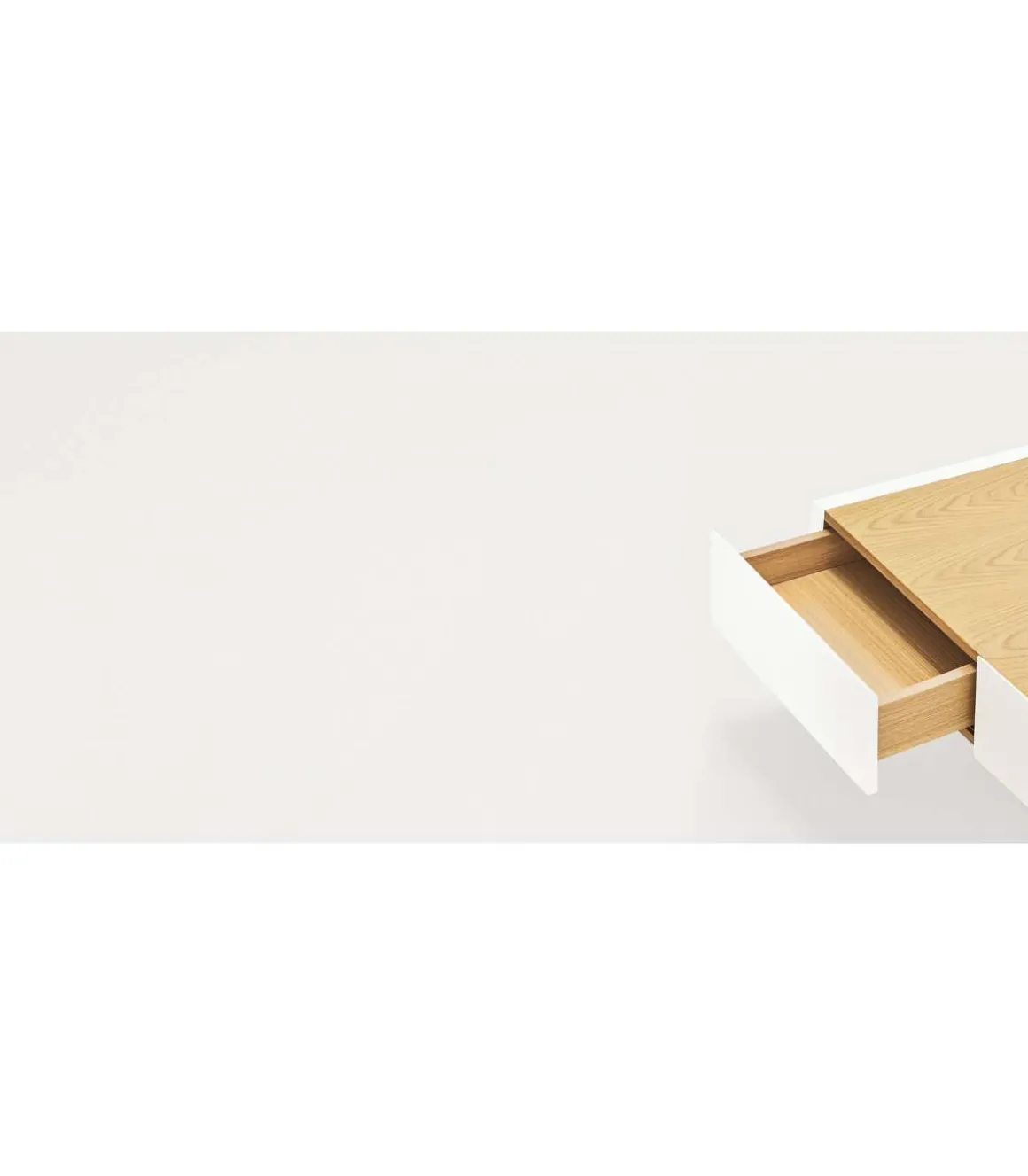 Mesa de centro para comedor modelo Arista 2 cajones acabado blanco, 60cm(ancho) 34cm(alto) 110cm (largo)