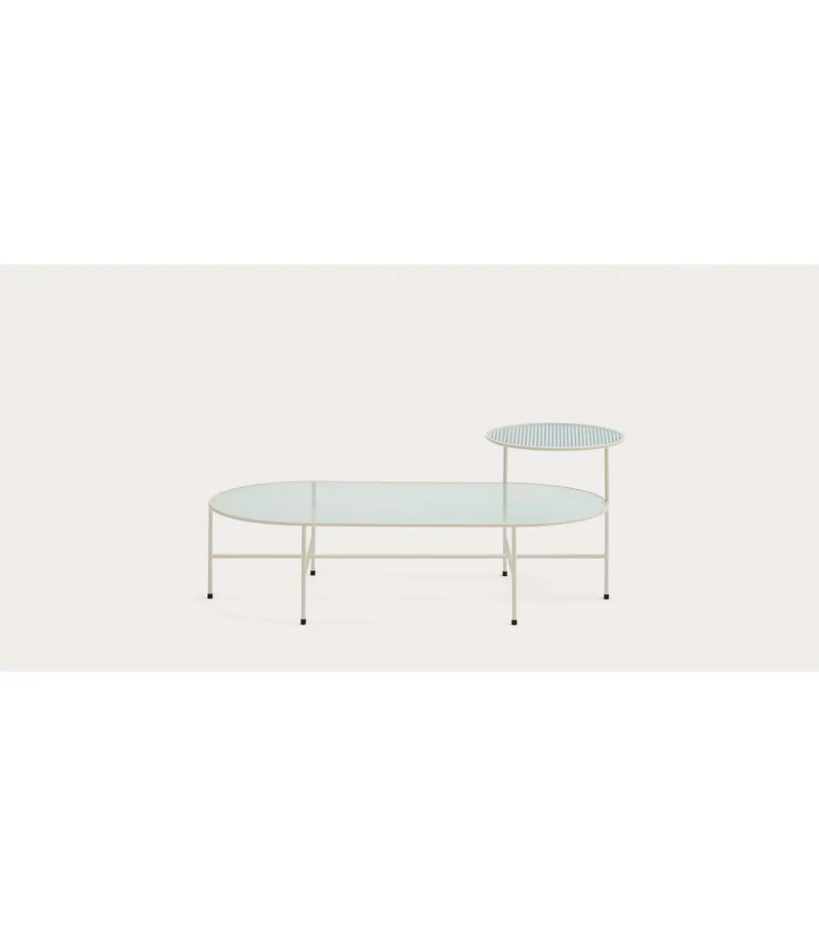 Mesa de centro para comedor modelo Nica acabado crema, 60cm(ancho) 30/48cm(alto) 120cm (largo)