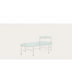 Mesa de centro para comedor modelo Nica acabado crema, 60cm(ancho) 30/48cm(alto) 120cm (largo)