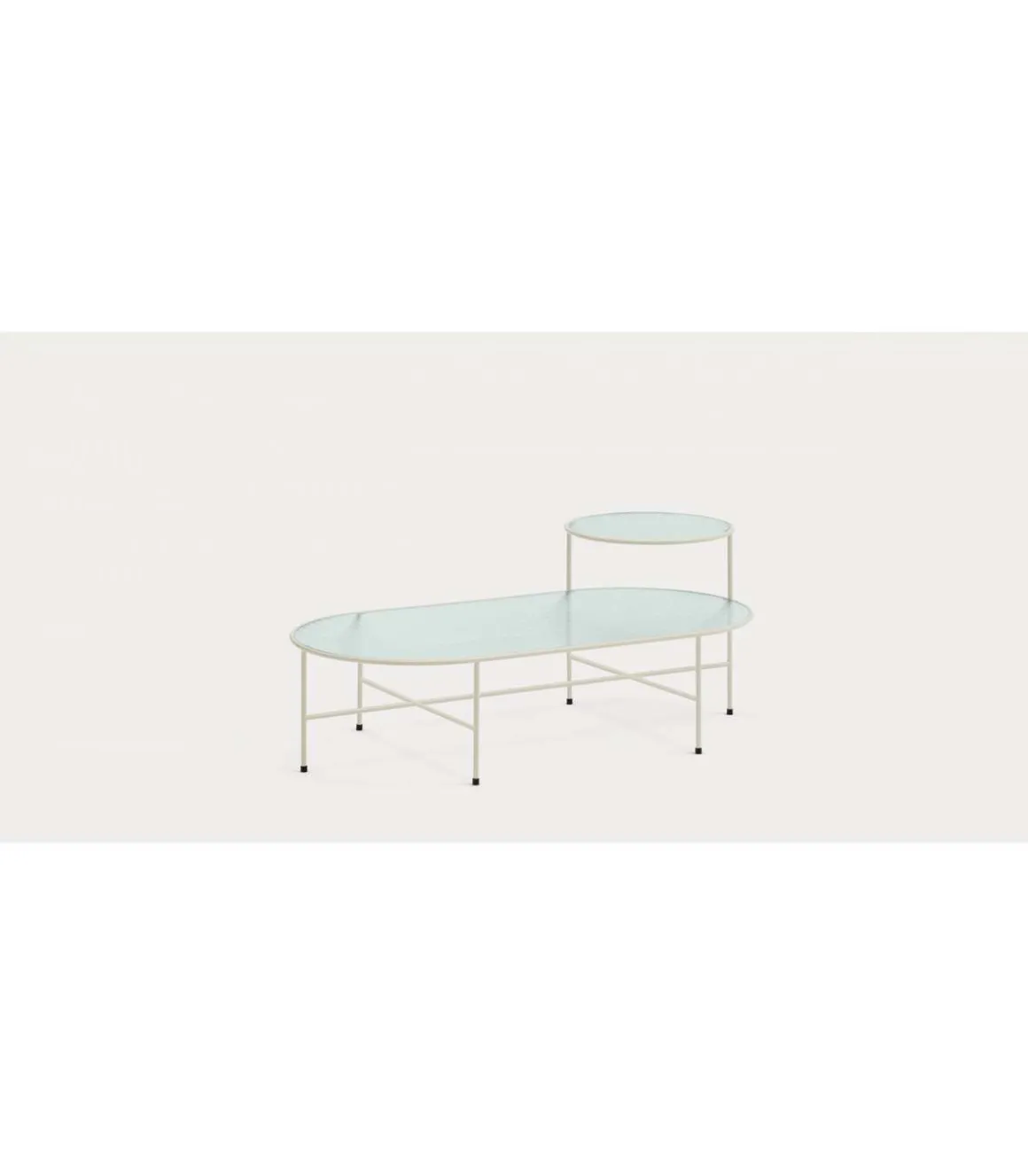 Mesa de centro para comedor modelo Nica acabado crema, 60cm(ancho) 30/48cm(alto) 120cm (largo)