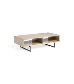 Mesa de centro rectangular en moka alto brillo Mara, 120 x 60 x 35 cm (alto x ancho x alto)