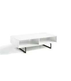 Mesa de centro rectangular en blanco alto brillo Yasmín, 120 x 60 x 35 cm (largo x ancho x alto)