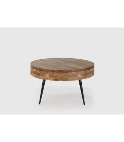 Mesa de centro redonda modelo Erika acabado madera de acacia, 50cm(alto) 90cm(ancho) 90cm(fondo).