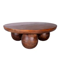 Mesa de centro redonda modelo Bruno acabado madera de mango, 29cm(alto) 100cm(ancho) 100cm(fondo).