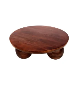 Mesa de centro redonda modelo Bruno acabado madera de mango, 29cm(alto) 100cm(ancho) 100cm(fondo).
