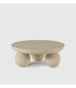 Mesa de centro redonda modelo Bruno acabado madera de mango acabado beige, 35cm(alto) 90cm(ancho) 90cm(fondo).