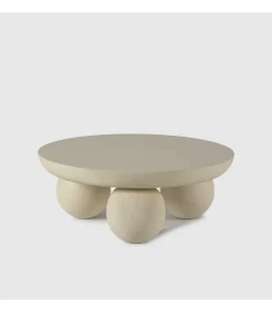Mesa de centro redonda modelo Bruno acabado madera de mango acabado beige, 35cm(alto) 90cm(ancho) 90cm(fondo).