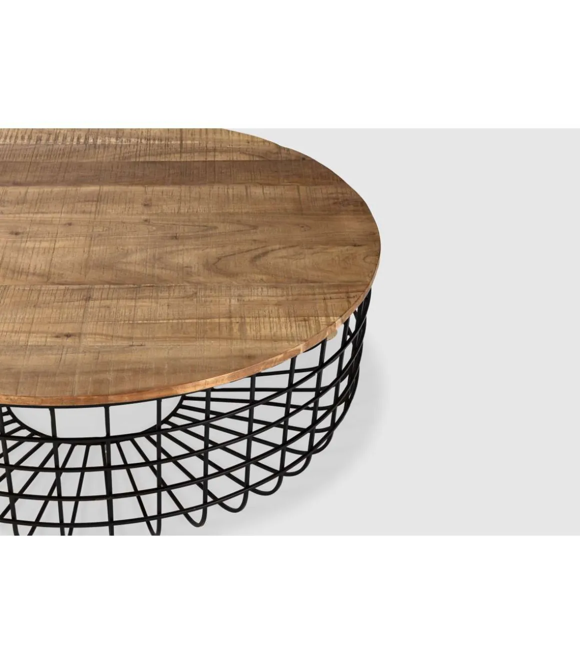 Mesa de centro redonda modelo Susan acabado madera de acacia, 37cm(alto) 102cm(ancho) 102m(fondo).