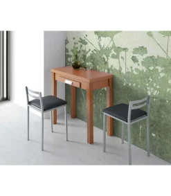 Mesa de cocina Elia con apertura tipo libro acabado cerezo, 80 x 40/80 x 76 cm (largo x ancho x alto)