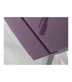 Mesa de cocina extensible Laia acabado cristal morado, 95cm (largo) x 55/95cm ancho x 76cm (alto)