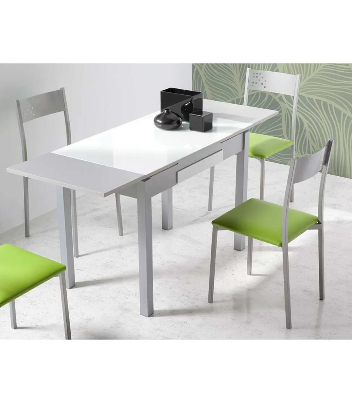 Mesa de cocina extensible Victoria acabado blanco, 100/160 X 60 X 76 cm (largo x ancho x alto)