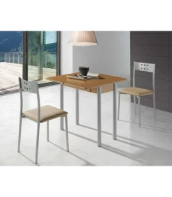 Mesa de cocina Malak con apertura tipo libro acabado roble, 80 x 40/80 x 76 cm (largo x ancho x alto)