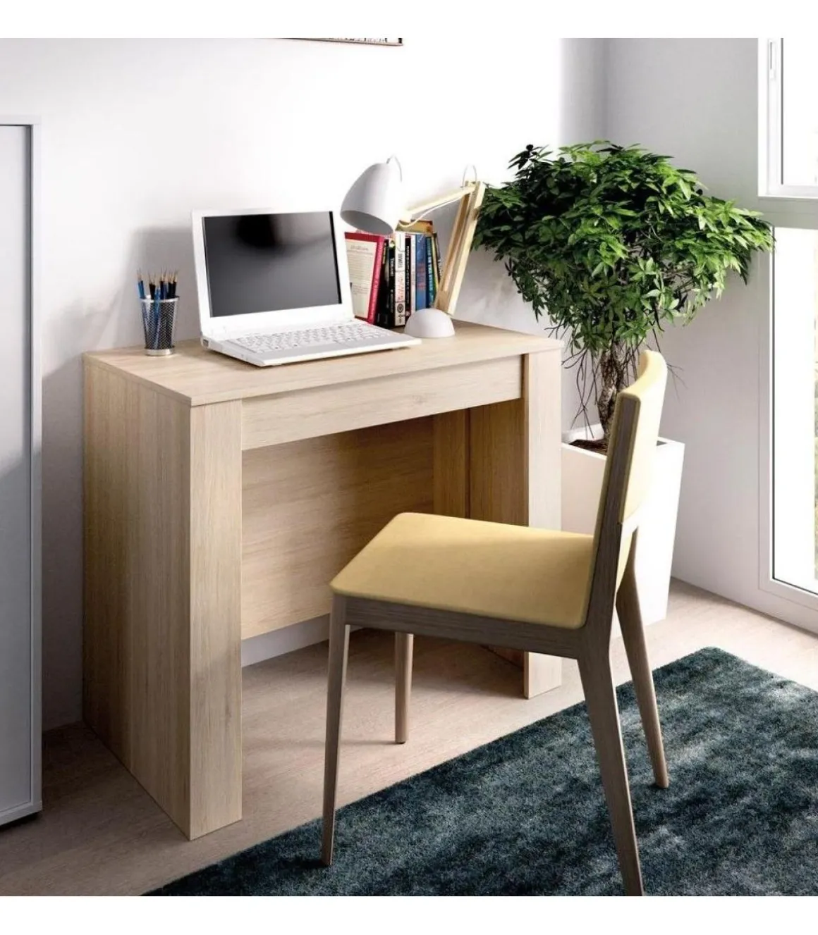 Mesa de comedor Bailen multifunción extensible en madera natural de 77 cm(alto), 54-101-147-194-240 cm(ancho), 90 cm(largo)