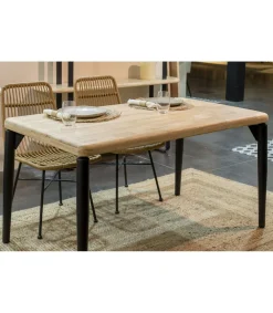 Mesa de comedor fija Moon acabado Roble nordish/negro, 76cm(alto) 140cm(ancho) 80cm(largo)