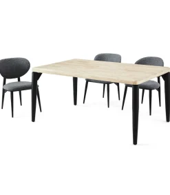 Mesa de comedor fija Moon acabado Roble nordish/negro, 76cm(alto) 160cm(ancho) 100cm(largo)