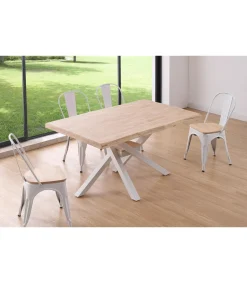 Mesa de comedor fija Xena 150 tapa con forma acabado roble nordish/blanco, 76 cm(alto)150 cm(ancho)90 cm(largo)