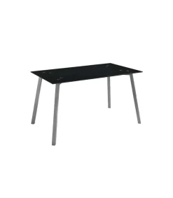Mesa de comedor Lucía de cristal negro, 75 cm(alto)140 cm(ancho)80 cm(largo)