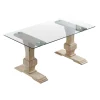 Mesa de comedor Versalles acabado Roble Nordish tapa cristal, 76cm(alto) 150cm(ancho) 90cm(largo)