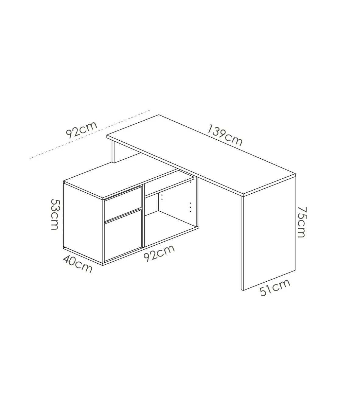 Mesa de despacho Santa Elena en natural-grafito 75 cm(alto)139 cm(ancho)50 cm(fondo)