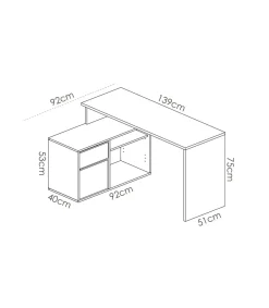 Mesa de despacho Santa Elena en natural-blanco 75 cm(alto)139 cm(ancho)50 cm(fondo)