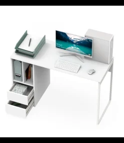 Mesa de escritorio Nolita acabado blanco, 74cm(Alto) 120cm(Ancho) 55cm(Fondo