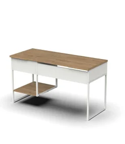 Mesa de escritorio Shira acabado blanco/roble, 76cm(Alto) 137.5cm(Ancho) 58cm(Fondo