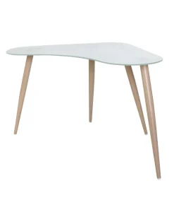 Mesa de estudio Md-Polar acabado cristal translúcido, 74cm(alto) x 60cm(ancho) x 120cm(fondo).