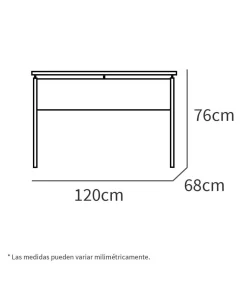 Mesa de oficina Teide en color blanco mate. 76 cm(alto)120 cm(ancho)68 cm(fondo)